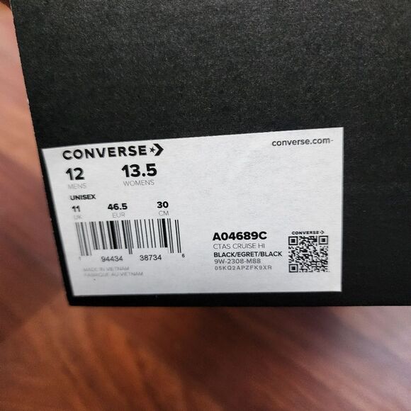 Converse Chuck Taylor Black Cruise Hightop Sneakers 12/11 NIB - Picture 7 of 12